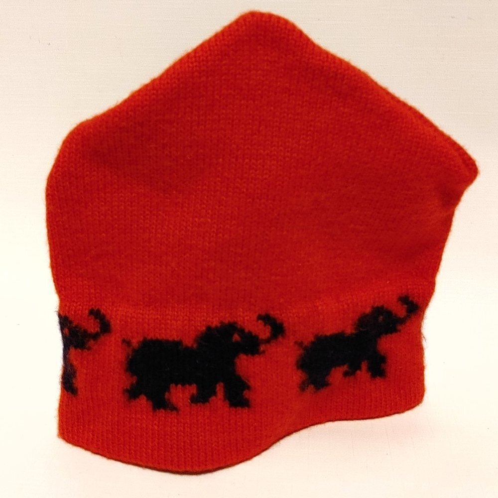 VINTAGE Wool Ski Hat Elephant Chain Toque Pure Wool
